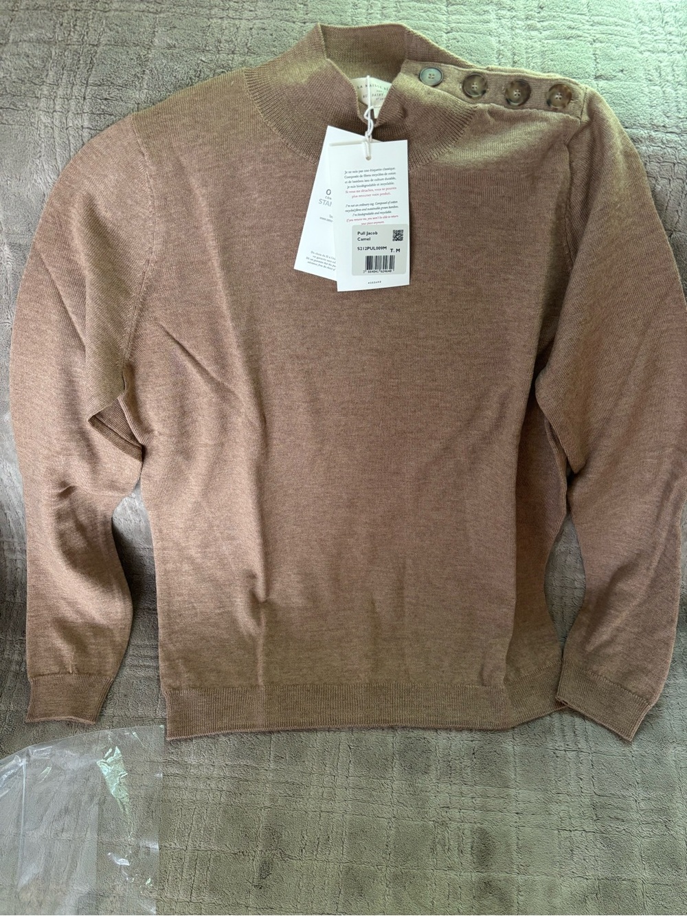 Sezane Women's Button-Shoulder Turtleneck Sweater - Brown